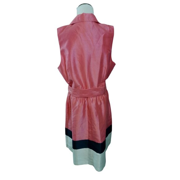 Jessica Howard Sleeveless Pink Satin Wrap Dress Belt Colorblock Hemline size 18 - Picture 3 of 16